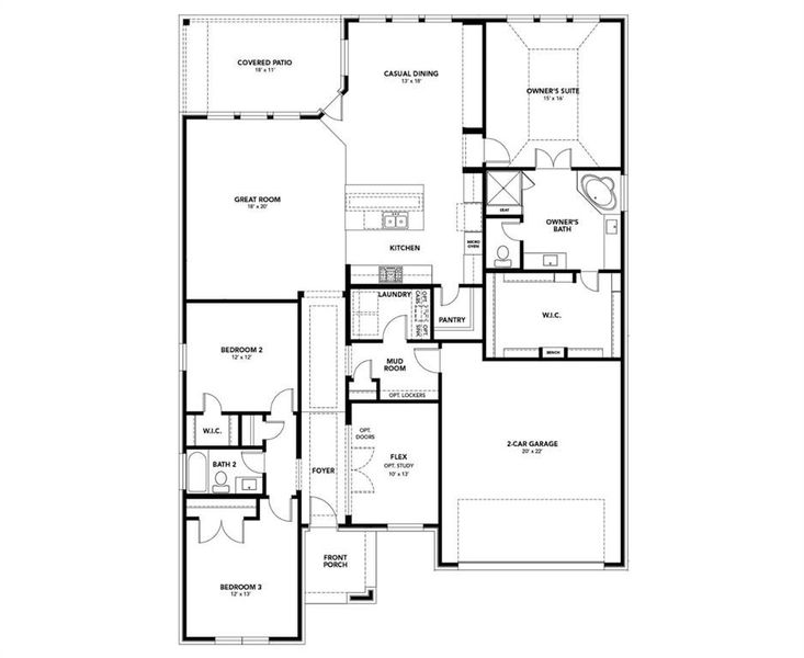2D floor plan layout of this home in Inspiration, Lucas, TX (Image 3).