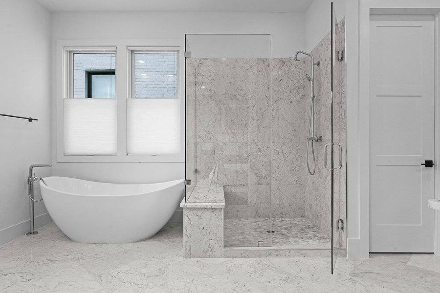 Walk-in shower and soaking tub