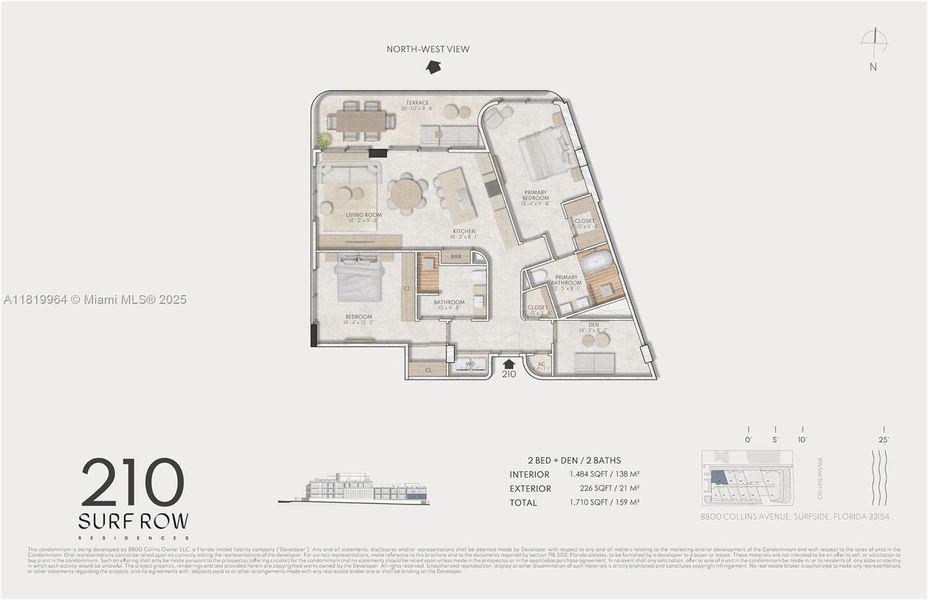 2D floor plan layout of this home in , Surfside, FL (Image 2).