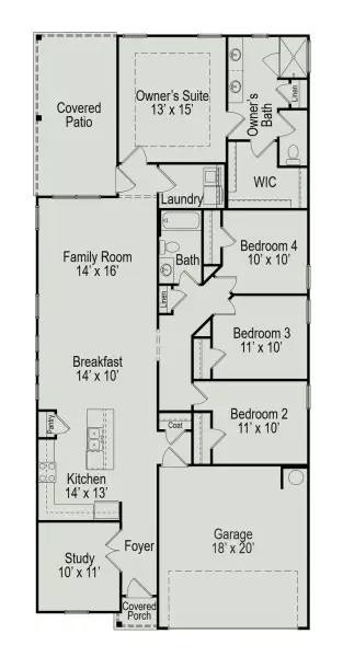 2D floor plan layout of this home in La Segarra, Pattison, TX (Image 3).