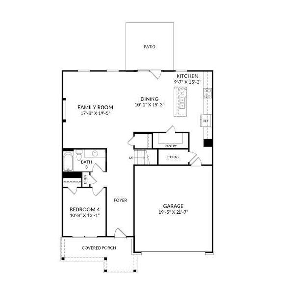 2D floor plan layout of this home in Rhodes Glen, Lawrenceville, GA (Image 4).