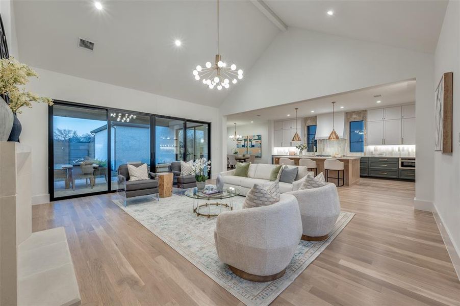 Living room with sliding door