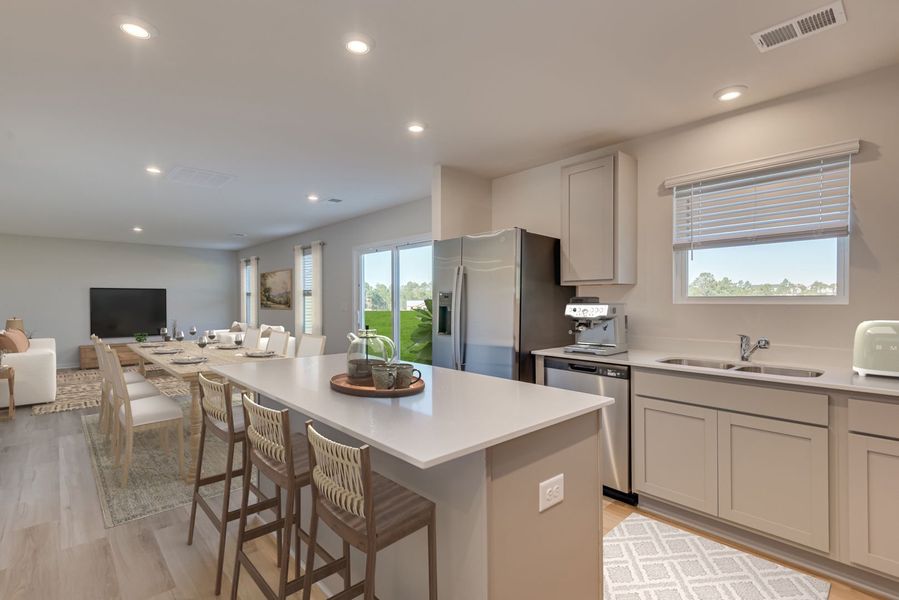 Kitchen, Dining Area and Family Room