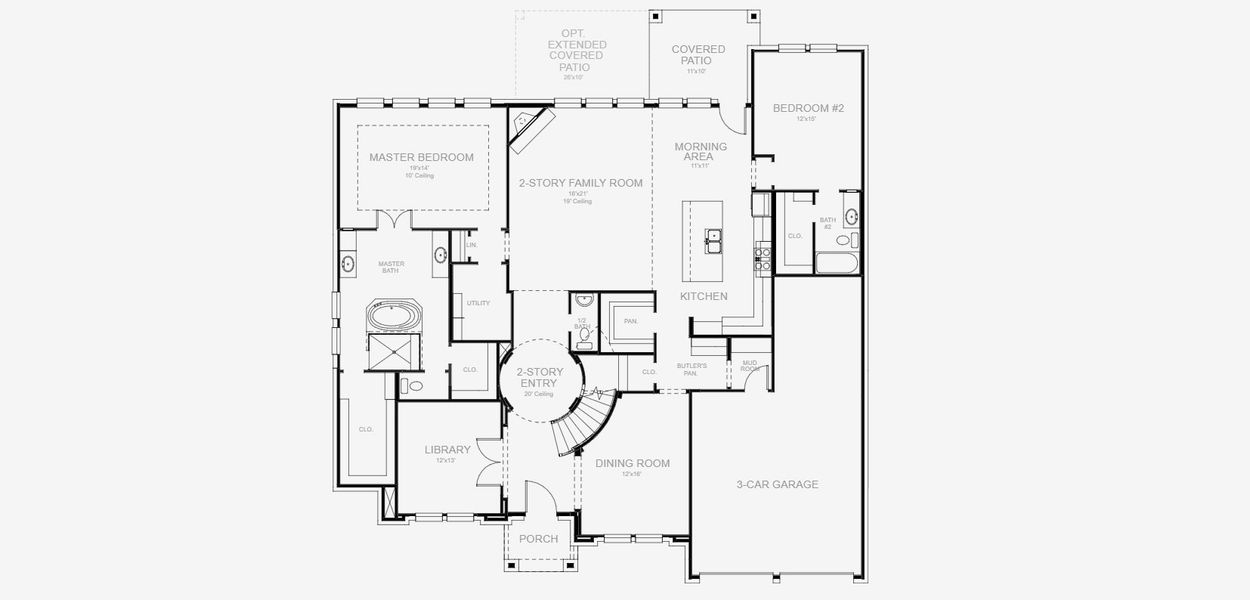 2D floor plan layout for the 3917W by Perry Homes in Sweetgrass, Haslet, TX (Image 3).