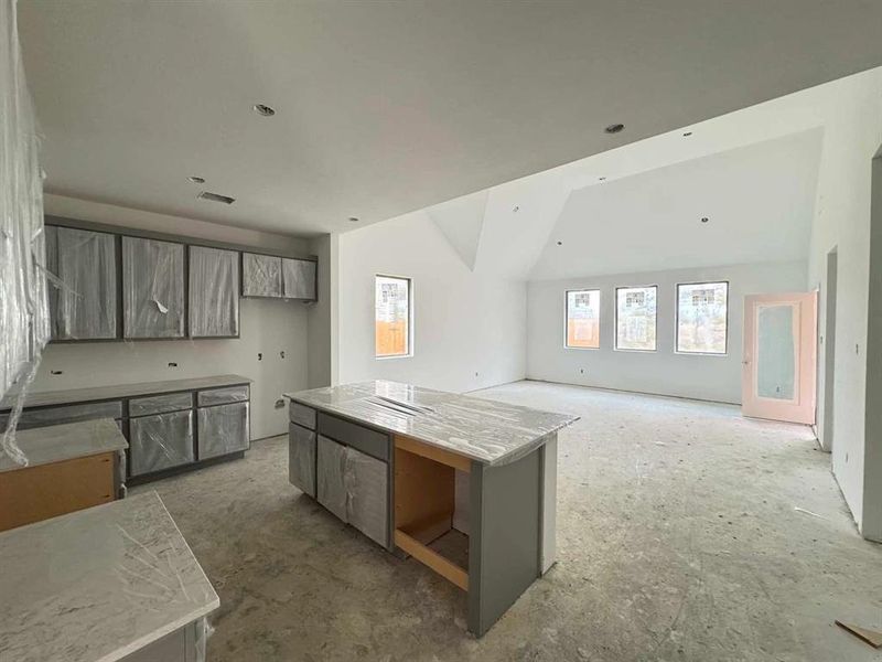 Open Kitchen-Living-Dining Room Construction Progress featuring the Milan Collection