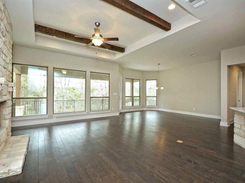 Representative unfurnished interior of a home built from the Madera II by Giddens Homes in Scofield Farms Estates, Georgetown (Image 423).