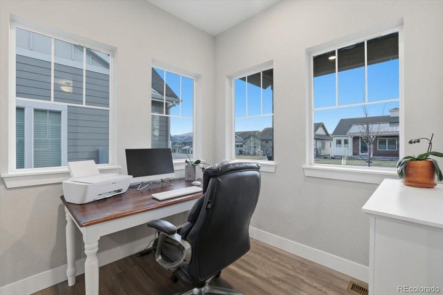 This spacious office nook is great for WFH, IMHO.