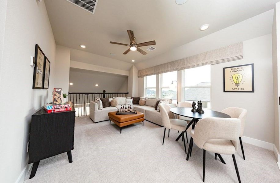 Furnished interior view inside a new home in Ellwood: Signature Collection, Iowa Colony (Image 3). Furnished interior view inside a new home in Ellwood: Signature Collection, Iowa Colony (Image 3).