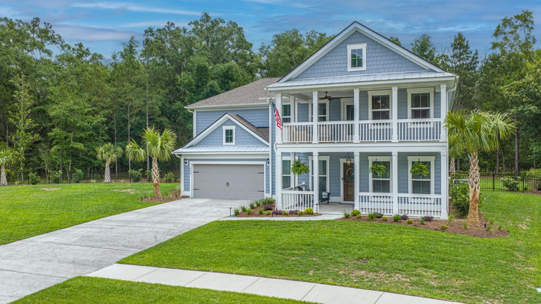 Front exterior of a new home in Sea Island Preserve, Johns Island, SC, highlighting curb appeal (Image 28).