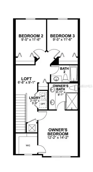2D floor plan layout of this home in Tyson Ranch, Orlando, FL (Image 4).