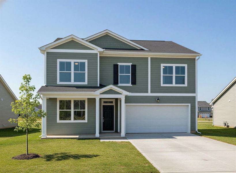 Front exterior of a new home in Declaration Homes, Grovetown, GA, highlighting curb appeal (Image 2). Front exterior of a new home in Declaration Homes, Grovetown, GA, highlighting curb appeal (Image 2).