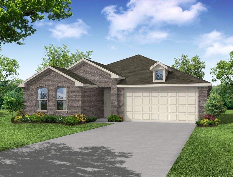 Representative exterior photo of a completed home built from the Boston by Impression Homes in Keeneland, Aubrey, TX (Image 2). Representative exterior photo of a completed home built from the Boston by Impression Homes in Keeneland, Aubrey, TX (Image 2).