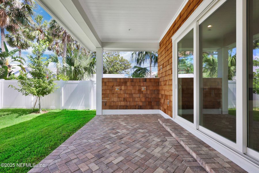 Exterior details and patio area of a home in , Atlantic Beach (Image 4). Exterior details and patio area of a home in , Atlantic Beach (Image 4).