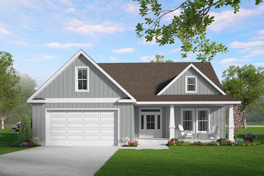 Representative exterior photo of a completed home built from the Ashley by Hunter Quinn Homes in Walker's Pointe, Anderson, SC (Image 5). Representative exterior photo of a completed home built from the Ashley by Hunter Quinn Homes in Walker's Pointe, Anderson, SC (Image 5).