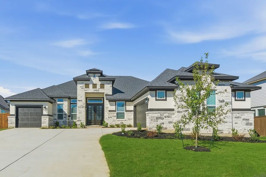 Representative exterior photo of a completed home built from the Anthony by Chesmar Homes in Mesa Western, Cibolo, TX (Image 1). Representative exterior photo of a completed home built from the Anthony by Chesmar Homes in Mesa Western, Cibolo, TX (Image 1).