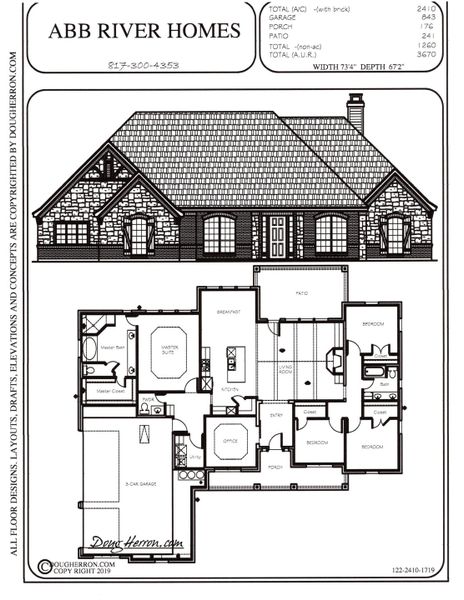 2D floor plan layout for the 122-2410-1719 by Abba River Homes in Stanford Estates, Springtown, TX (Image 2). 2D floor plan layout for the 122-2410-1719 by Abba River Homes in Stanford Estates, Springtown, TX (Image 2).