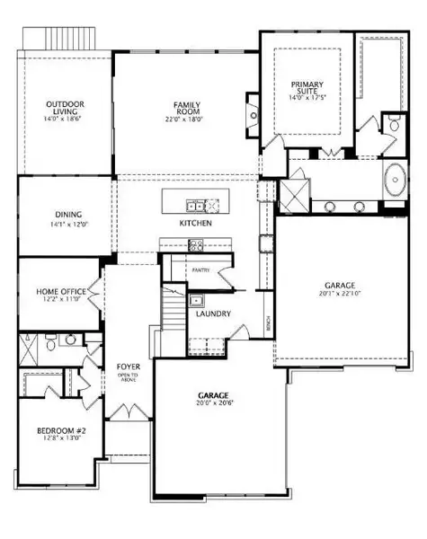 2D floor plan layout of this home in The Hollows Sanctuary - 85', Jonestown, TX (Image 5). 2D floor plan layout of this home in The Hollows Sanctuary - 85', Jonestown, TX (Image 5).