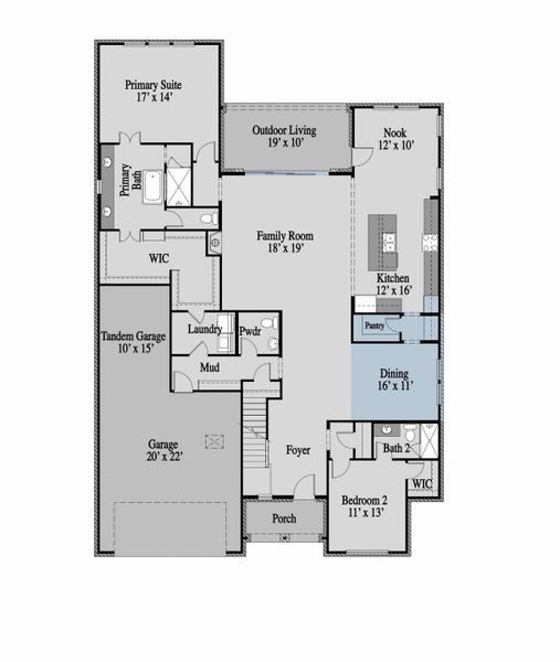 2D floor plan layout of this home in Edgewater, Fate, TX (Image 5).