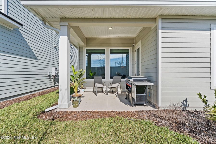 Exterior details and patio area of a home in Granville at eTown 38', Jacksonville (Image 3).