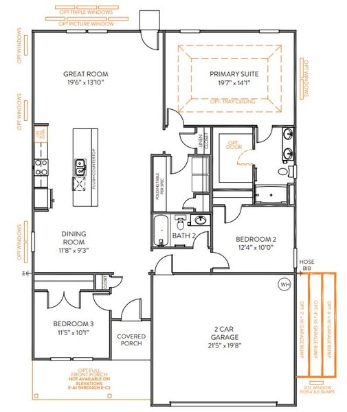 2D floor plan layout for the TA1600 by True Homes in Morrow Brook, Albemarle, NC (Image 3).