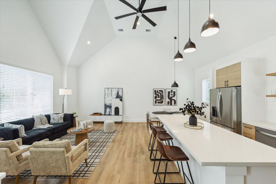 SKY-HIGH CELINGS in the 2nd floor living room