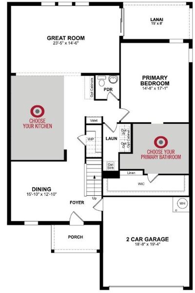 2D floor plan layout for the Newbury I by Beazer Homes in Estates at Lake Jesup, Sanford, FL (Image 4).