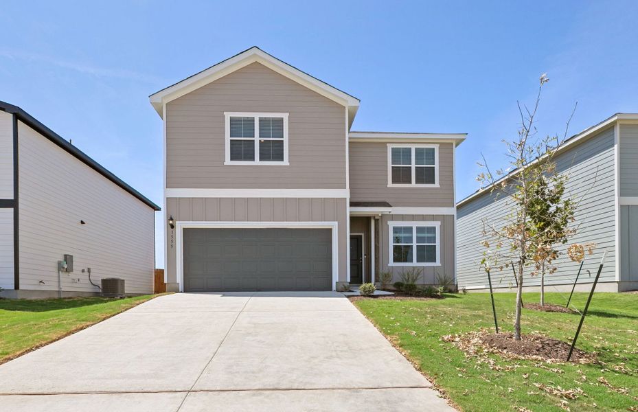 Front exterior of a new home in Skyview, Belton, TX, highlighting curb appeal (Image 20).