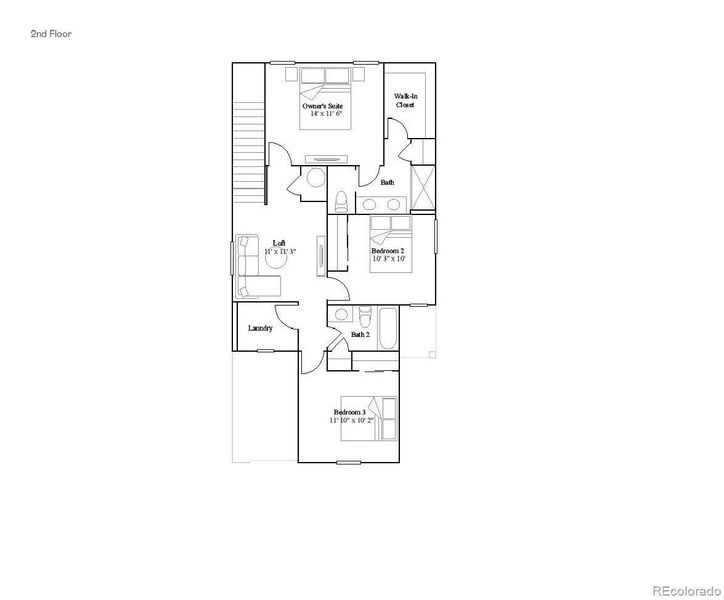 2D floor plan layout of this home in Copper Chase: The Celestial Collection, Colorado Springs, CO (Image 3).