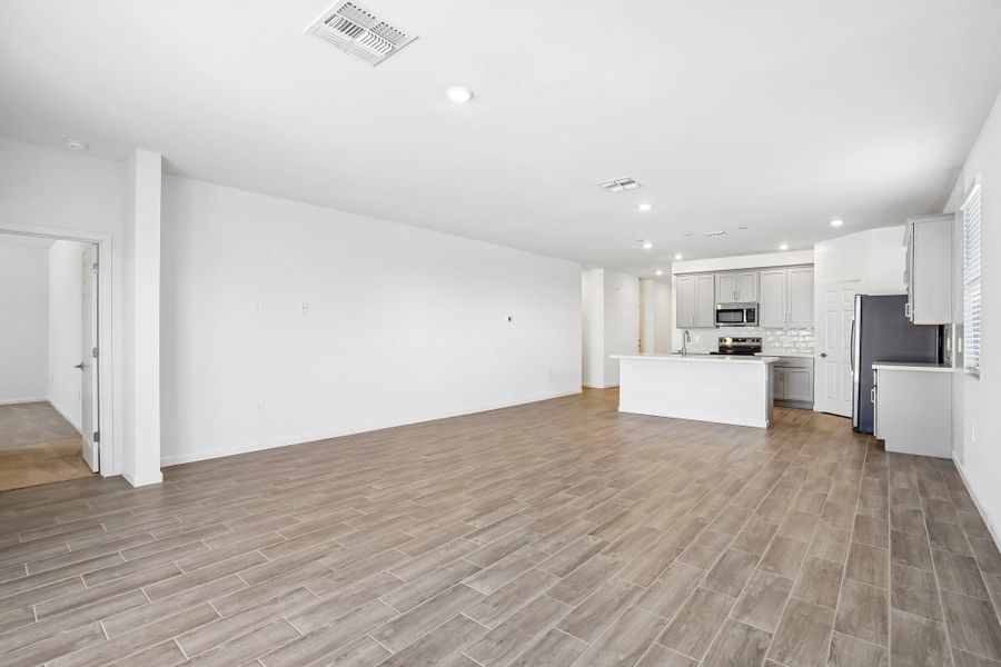Great room and kitchen Great room and kitchen