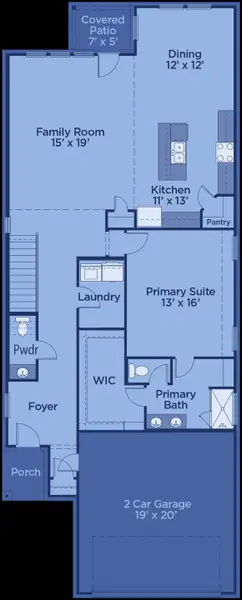 2D floor plan layout for the Walton by UnionMain Homes in Elevon, Lavon, TX (Image 5).