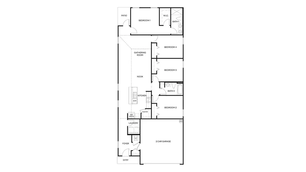 2D floor plan layout for the Willow by D.R. Horton in Grand Reserve, Bunnell, FL (Image 3).