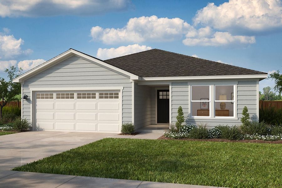 Representative exterior photo of a completed home built from the 1676 by KB Home in Watermill – Classic Collection, Uhland, TX (Image 5). Representative exterior photo of a completed home built from the 1676 by KB Home in Watermill – Classic Collection, Uhland, TX (Image 5).