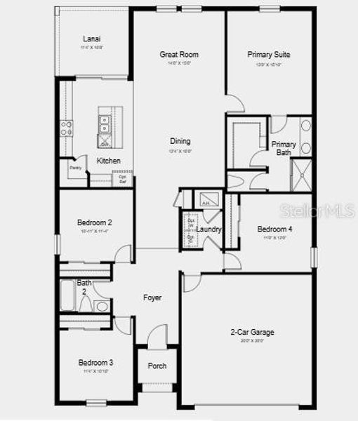 2D floor plan layout of this home in Waterstone, Groveland, FL (Image 2).