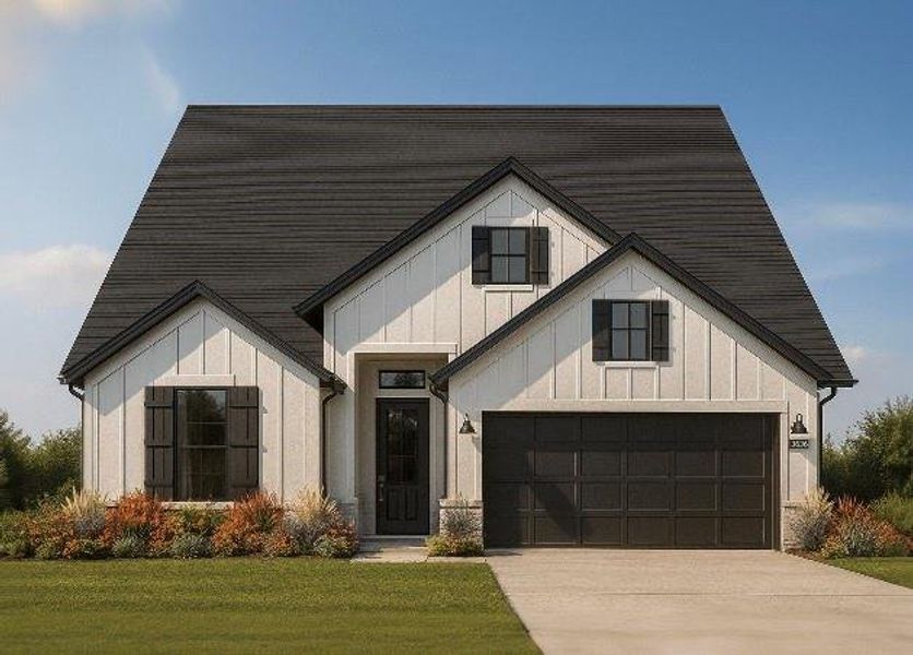 Front exterior of a new home in Hickory Hill, Sherman, TX, highlighting curb appeal (Image 1). Front exterior of a new home in Hickory Hill, Sherman, TX, highlighting curb appeal (Image 1).