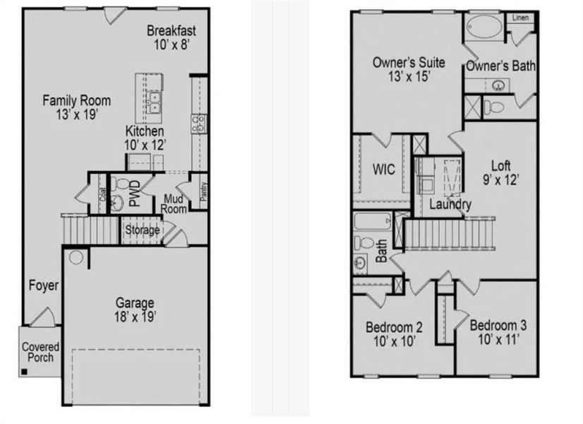 2D floor plan layout of this home in Sterling At The Villages, Calhoun, GA (Image 4).