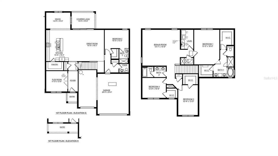 2D floor plan layout of this home in Deerbrook, Land O' Lakes, FL (Image 2).