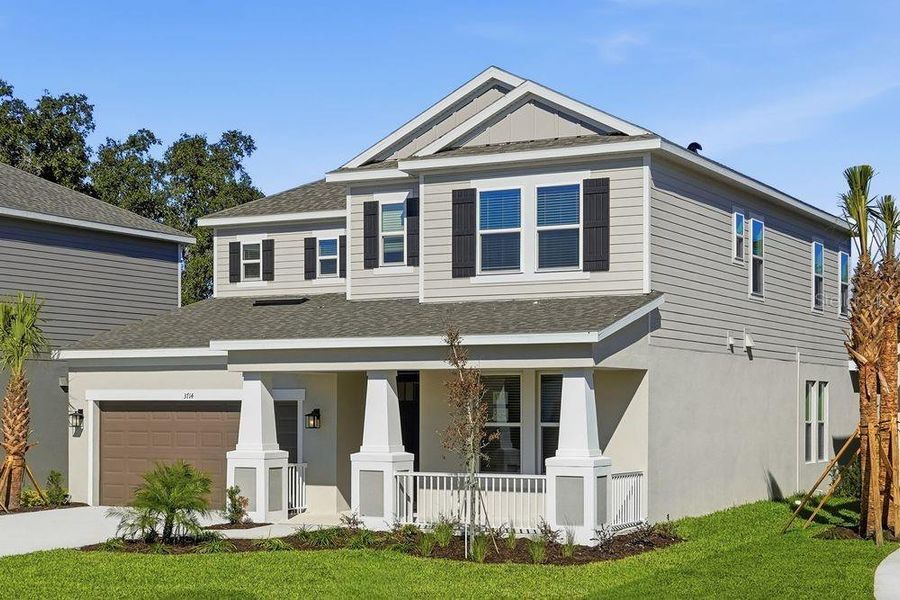 Front exterior of a new home in Timber Ridge, Plant City, FL, highlighting curb appeal (Image 1). Front exterior of a new home in Timber Ridge, Plant City, FL, highlighting curb appeal (Image 1).