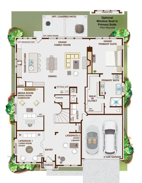 2D floor plan layout for the Grand Monterra II by Grand Homes in Dominion of Pleasant Valley, Wylie, TX (Image 3).