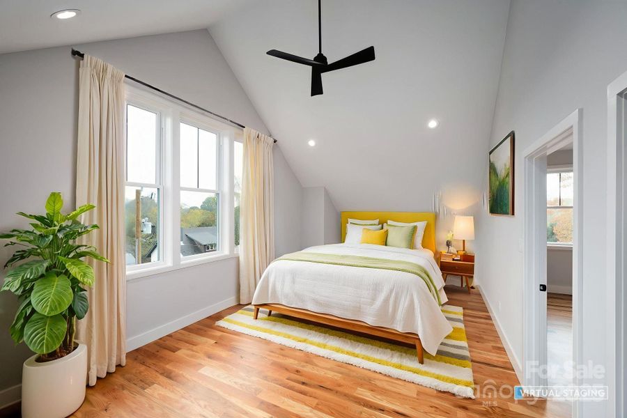 Bedroom Upstairs with Vaulted Ceiling