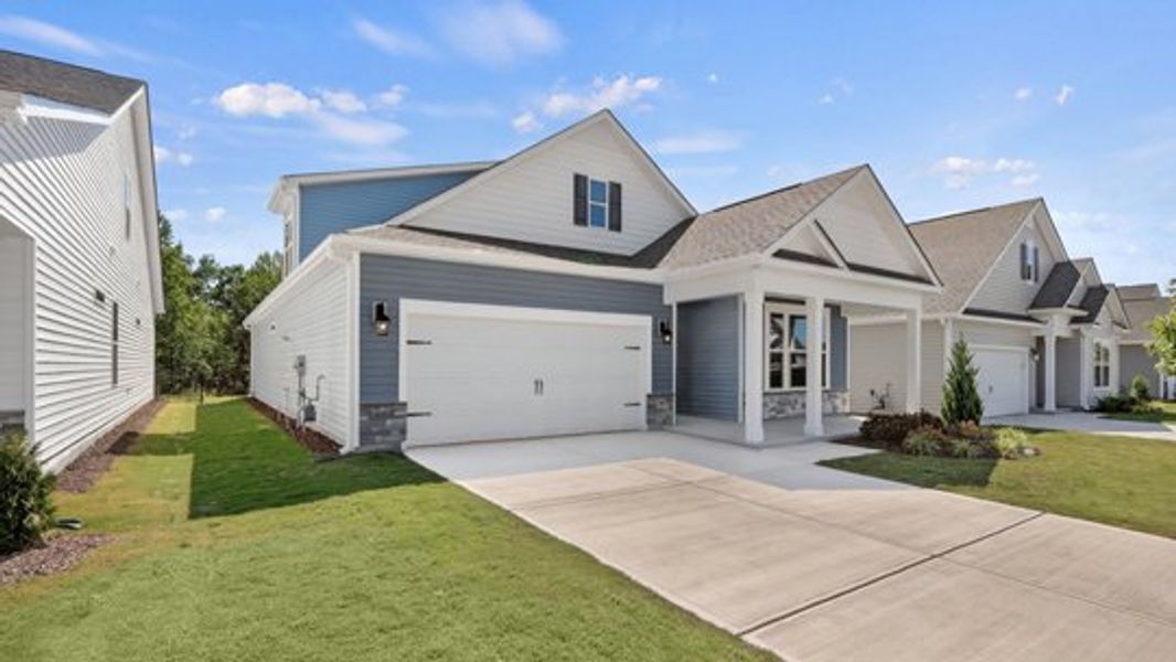 Representative exterior photo of a completed home built from the Clifton by D.R. Horton in The Villas at Galvins Ridge, Sanford, NC (Image 2). Representative exterior photo of a completed home built from the Clifton by D.R. Horton in The Villas at Galvins Ridge, Sanford, NC (Image 2).
