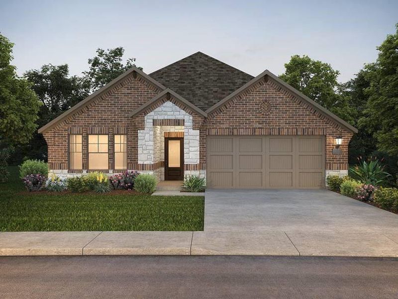 Front exterior of a new home in Eastridge - Signature Series, McKinney, TX, highlighting curb appeal (Image 1). Front exterior of a new home in Eastridge - Signature Series, McKinney, TX, highlighting curb appeal (Image 1).