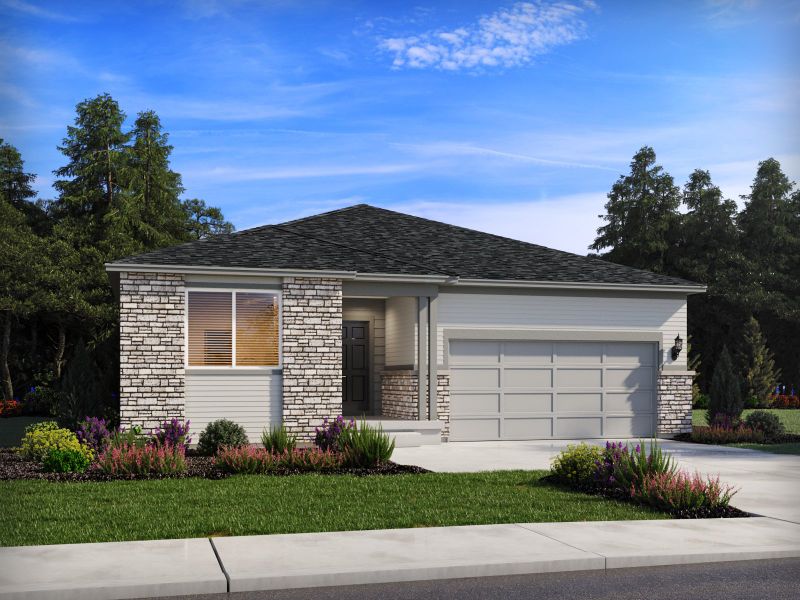 Representative exterior photo of a completed home built from the The Blue Mesa by Meritage Homes in Poudre Heights: The Lakes Collection, Windsor, CO (Image 4).