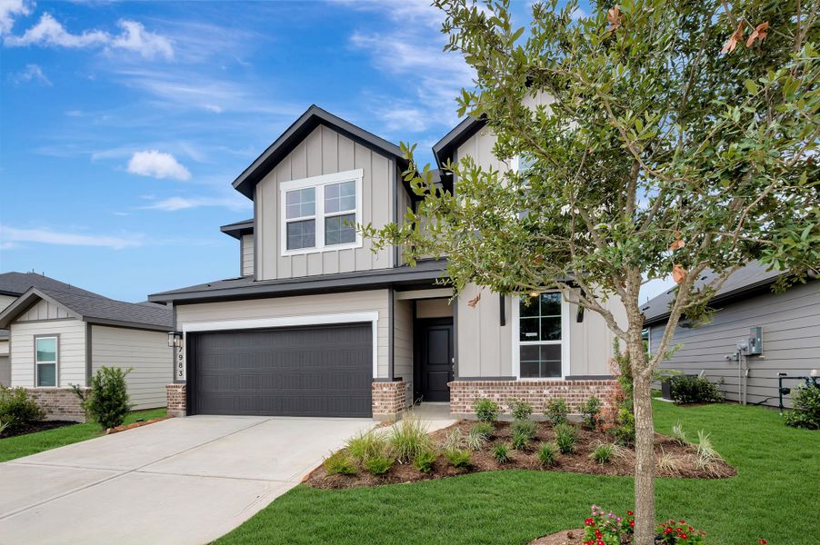 Front exterior of a new home in Mason Woods, Cypress, TX, highlighting curb appeal (Image 21).