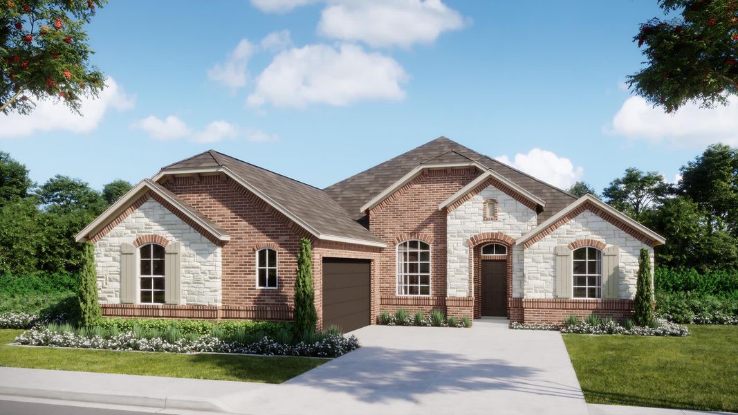 Elevation A with Stone | Concept 2370 at Myrtle Creek in Waxahachie, TX by Landsea Homes Elevation A with Stone | Concept 2370 at Myrtle Creek in Waxahachie, TX by Landsea Homes