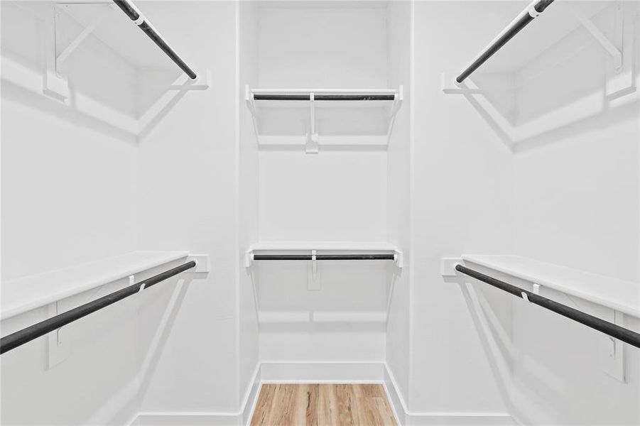 Walk in closet featuring light hardwood / wood-style floors