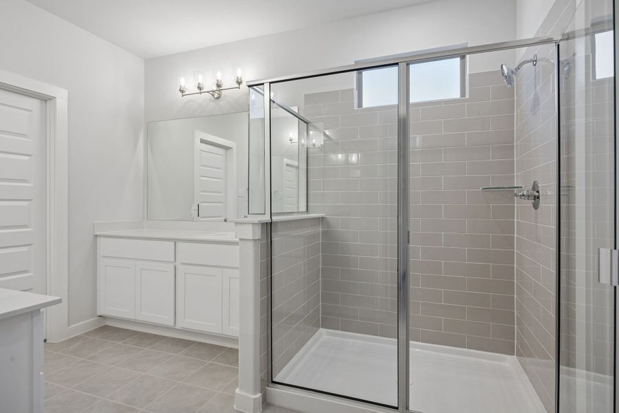 Primary Bathroom in the Wimbledon home plan by Trophy Signature Homes – REPRESENTATIVE PHOTO
