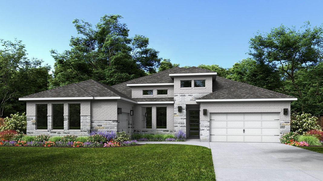 Representative exterior photo of a completed home built from the 616A by Britton Homes in Walsh, Aledo, TX (Image 2). Representative exterior photo of a completed home built from the 616A by Britton Homes in Walsh, Aledo, TX (Image 2).