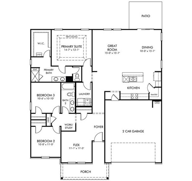 2D floor plan layout for the Vincent by Meritage Homes in Calabash Station, Calabash, NC (Image 4). 2D floor plan layout for the Vincent by Meritage Homes in Calabash Station, Calabash, NC (Image 4).