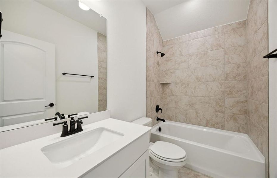 Secondary bathroom featuring modern upgrades and finishes *Real home pictured Secondary bathroom featuring modern upgrades and finishes *Real home pictured