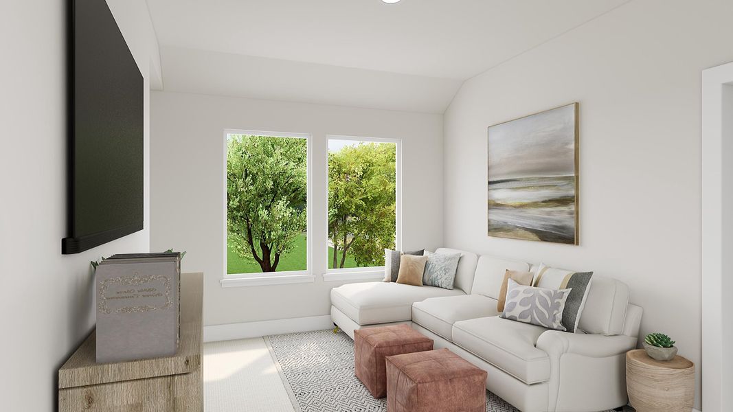 Representative furnished interior of a home built from the Bailey by Tri Pointe Homes in Prairie Collection at The Meadows, Krum (Image 10).